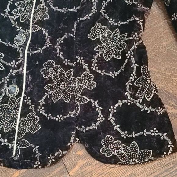 Vintage Dark Romantic Goth Purple Filigree Jacket Gold Trim - Picture 13 of 14